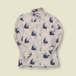 1970s | Brutus | Graphic Print Mod Shirt – “Girl with Hat” Pattern - XS
