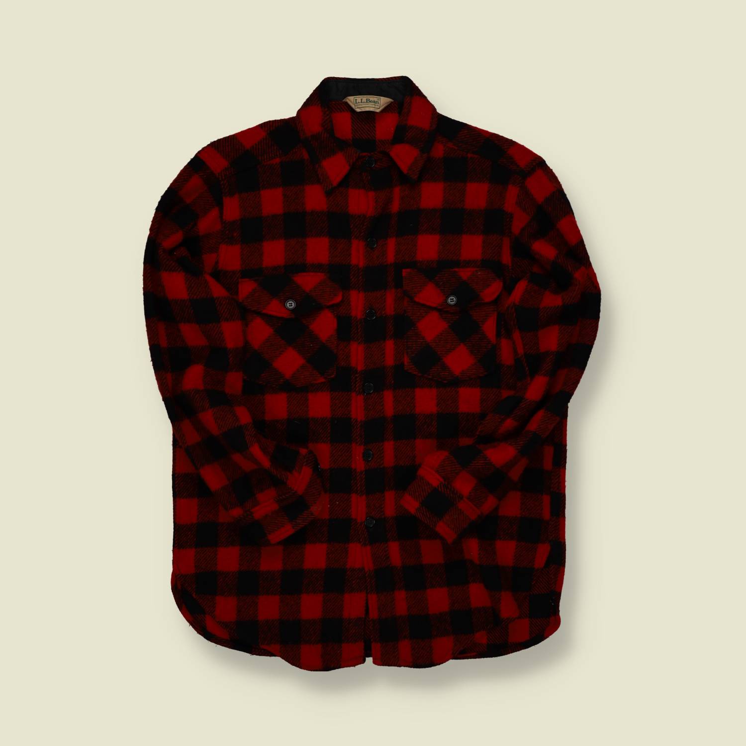 970s | L.L. Bean | Buffalo Check Wool Shirt Jacket – Red & Black - S