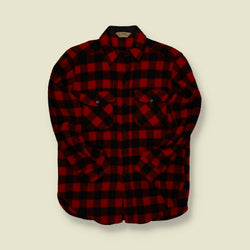970s | L.L. Bean | Buffalo Check Wool Shirt Jacket – Red & Black - S