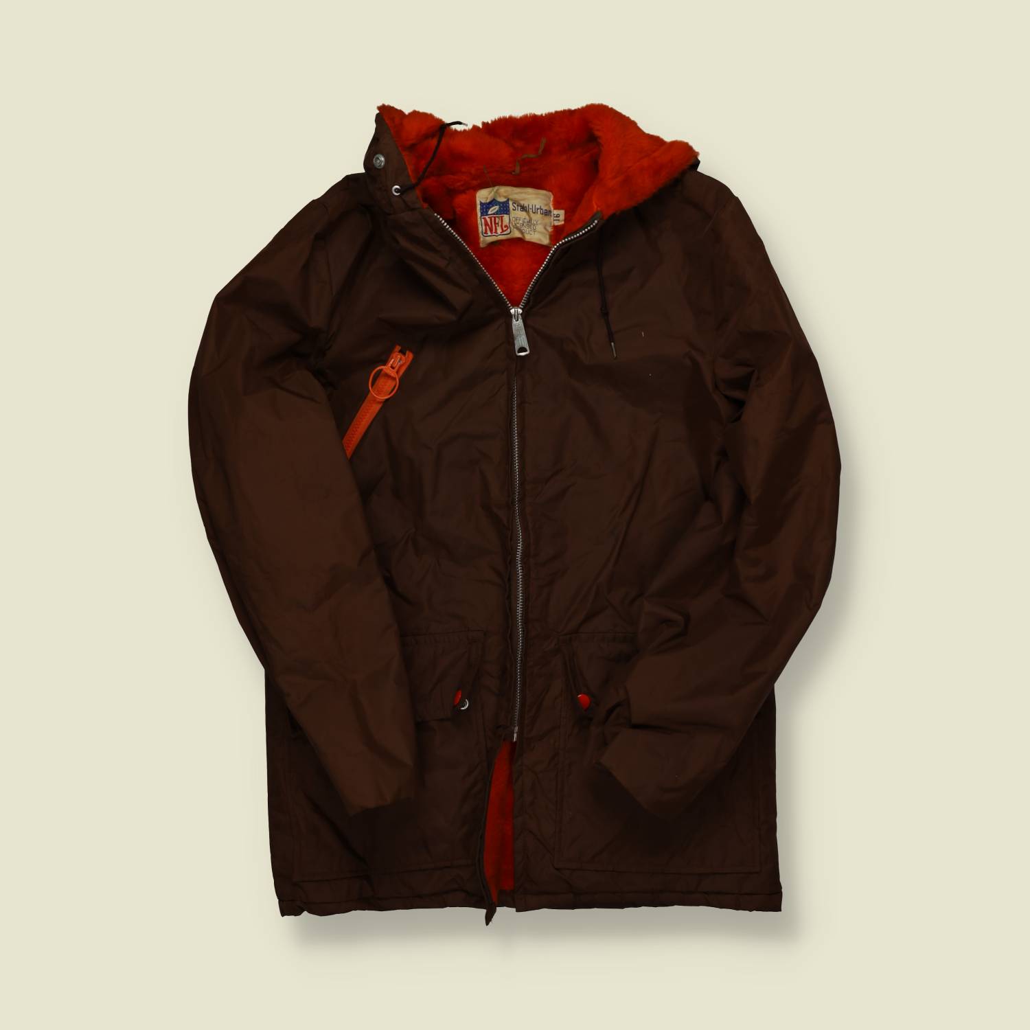 1960s | NFL | Brown & Orange Sideline Parka – Made in USA - XS