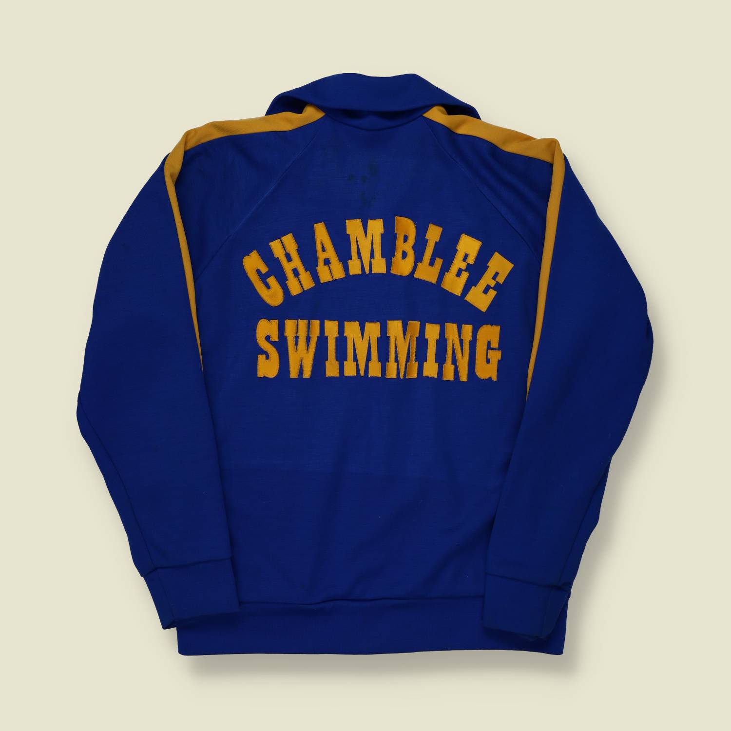 1970s–80s | Collegiate | Chamblee Swimming Track Jacket – Royal Blue & Gold - S