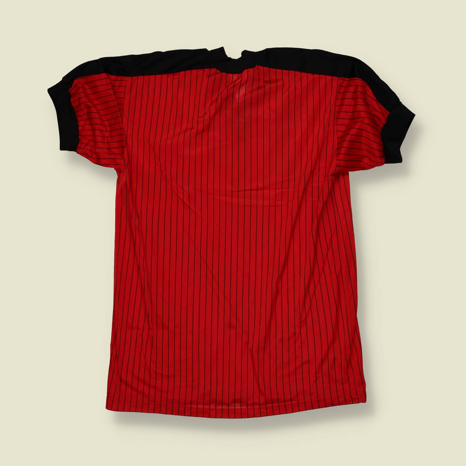 1980s | Puma | Red & Black Pinstripe Football Shirt - XS/S