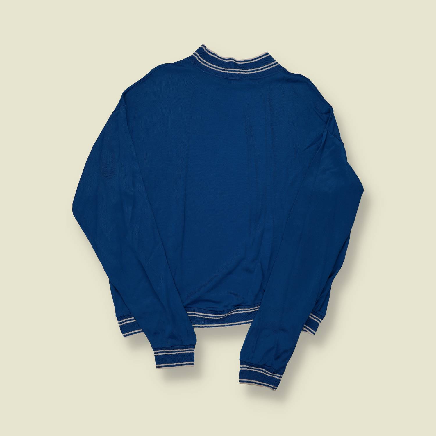 1960s | Unknown Maker | Blue Athletic Knit Top – White Trim - L