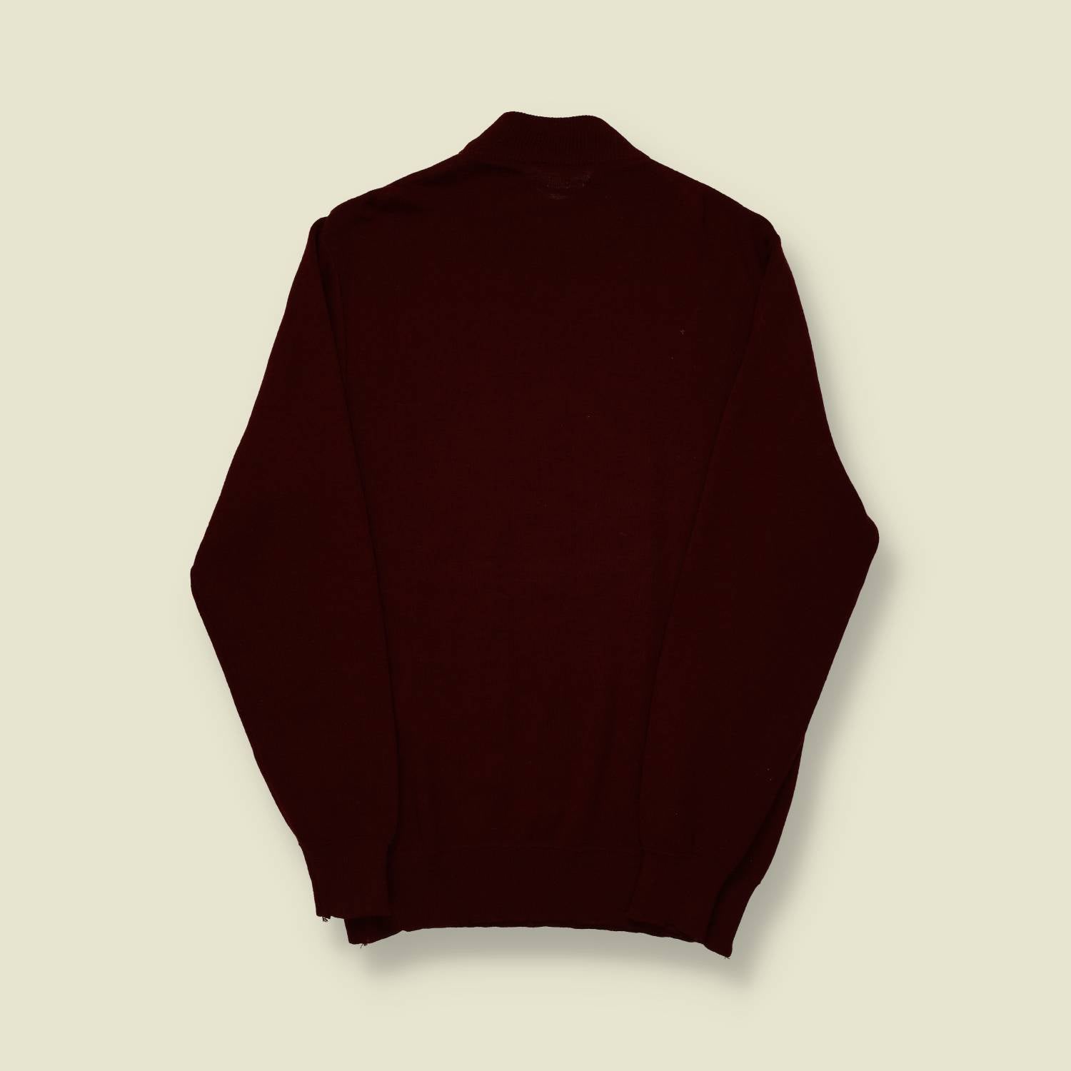 1970s | Unknown Maker | Burgundy Wool Knit Jumper – Mock Neck - S
