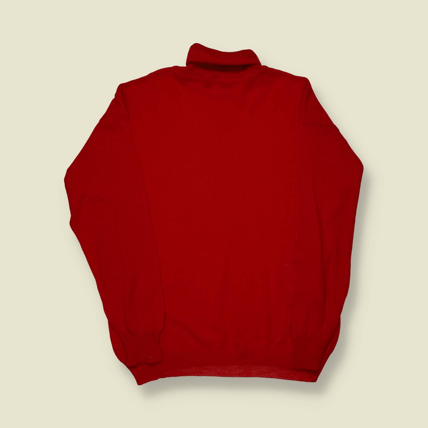 1970s | Unknown Maker | Red Roll Neck Jumper – Crest Badge Detail - S