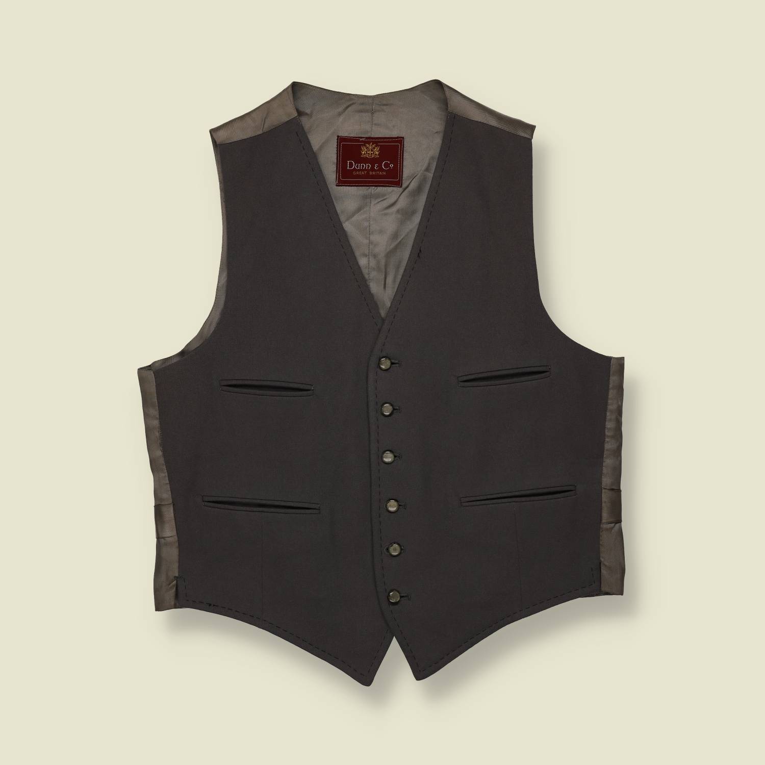 1970s | Dunn & Co | Charcoal Tailored Waistcoat – Made in Great Britain - S