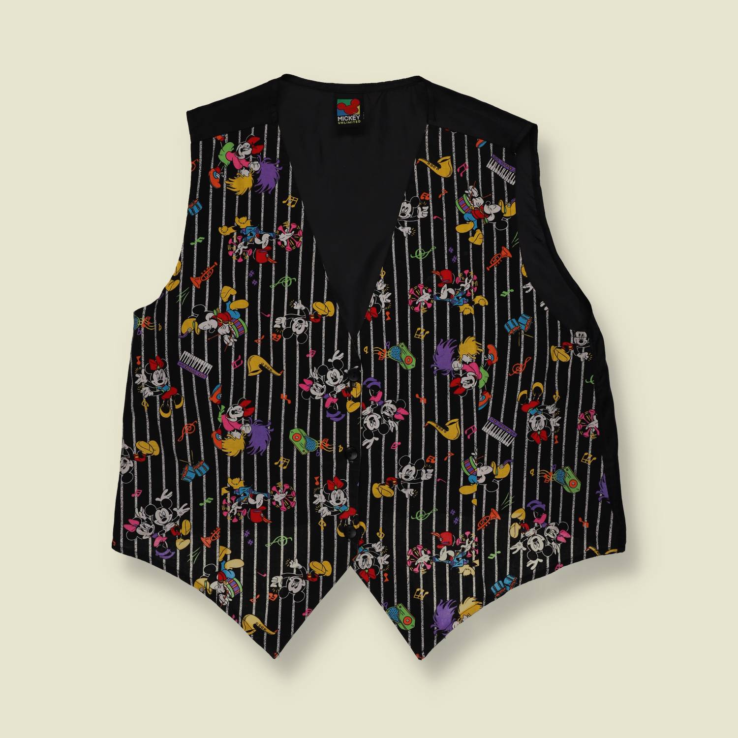 1990s | Mickey Unlimited | Disney Jazz Print Waistcoat - L