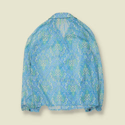 1960s | Lightweight Patterned Blouse | Blue - 16