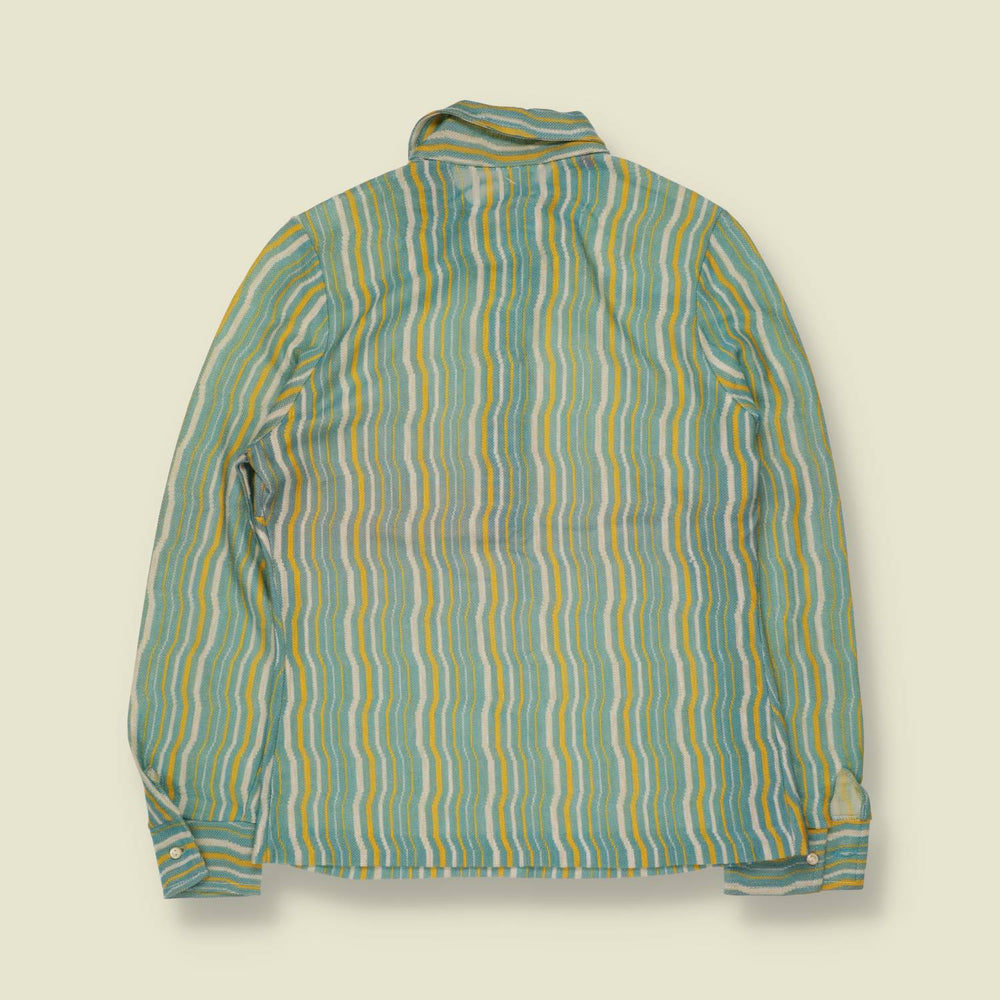 1960s | Strick Mode | Deadstock Striped Top | Blue & Yellow - 10