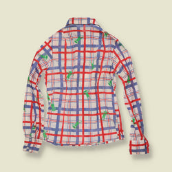 1970s | Dagger Collar Blouse | Red, Blue & Green - 8