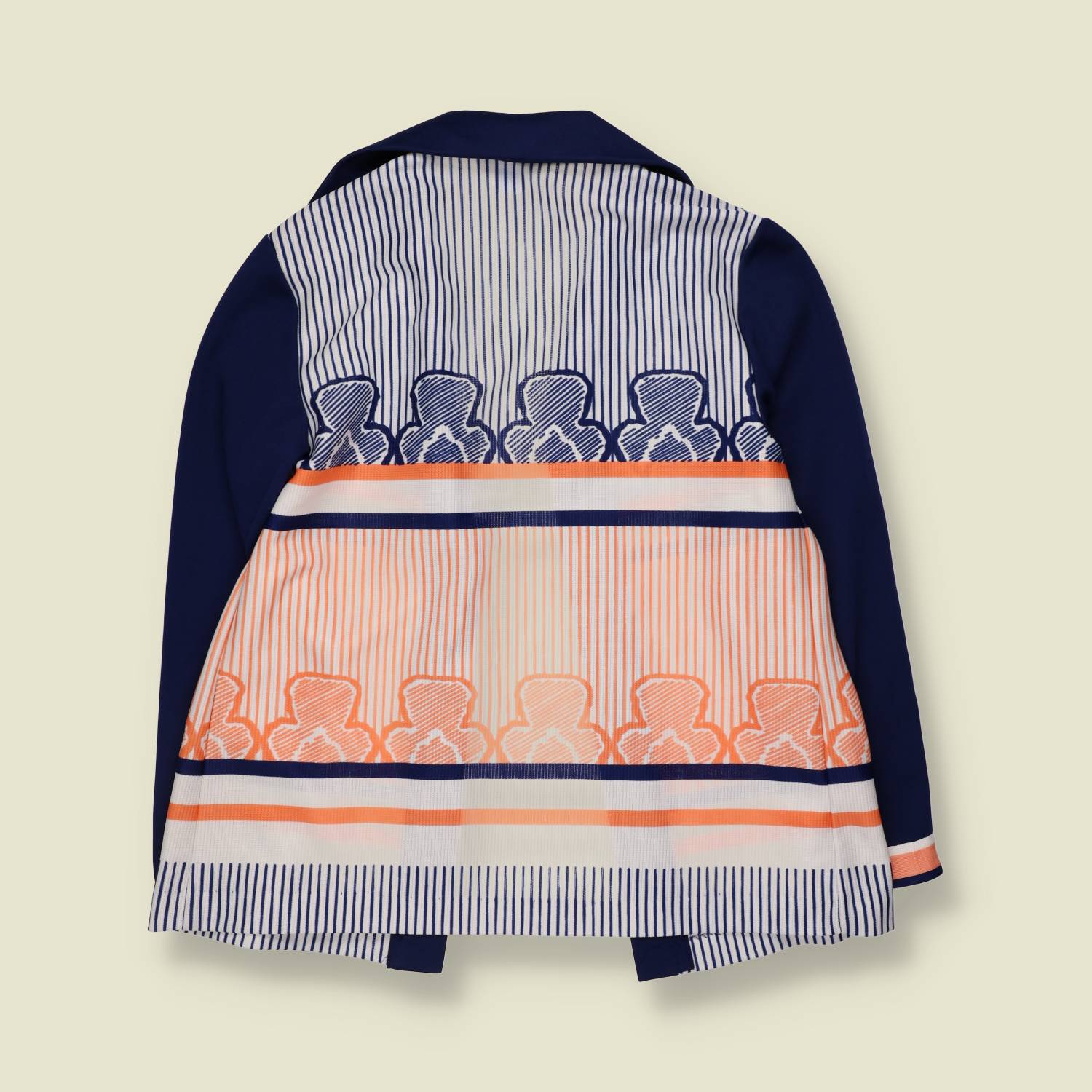 1970s | Sears | Open Blouse Jacket | Navy, White & Orange- 14