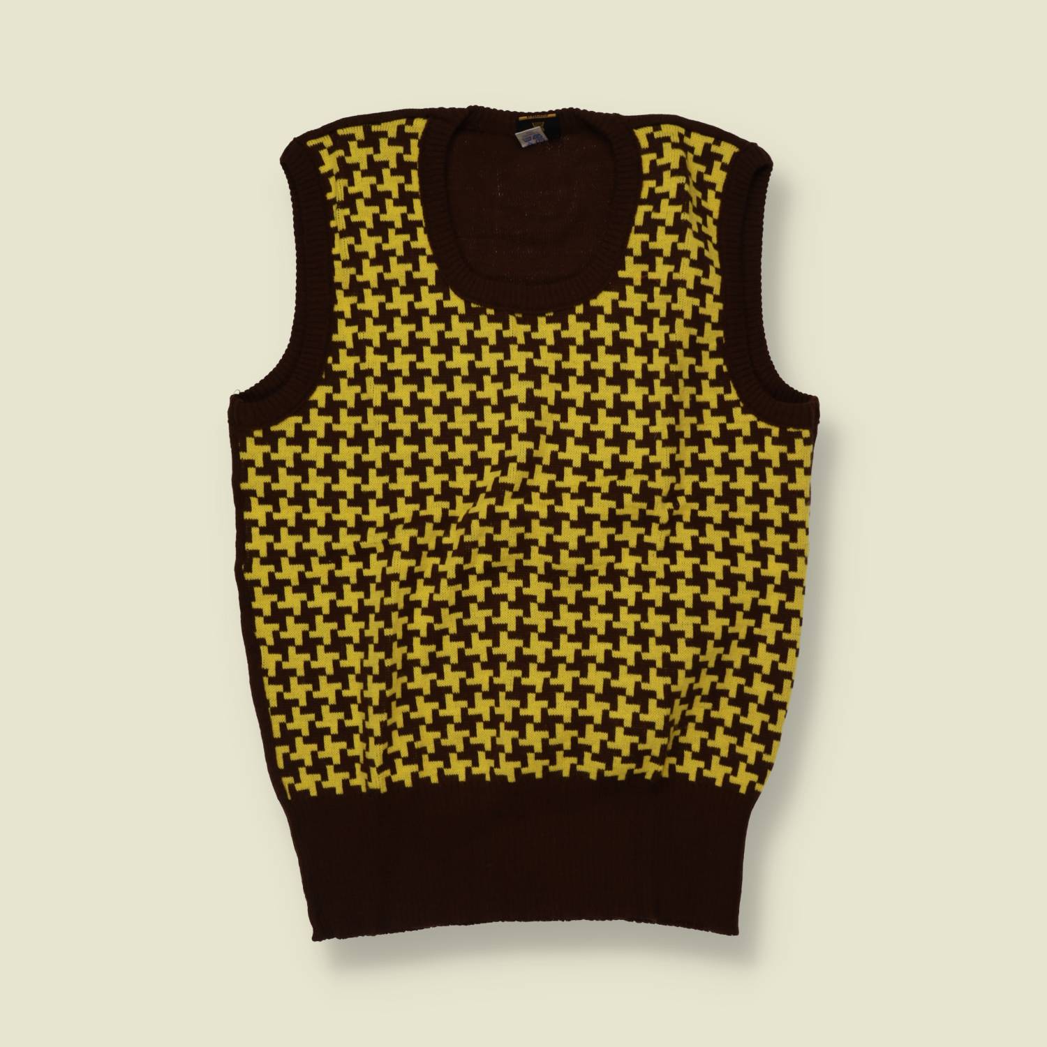 1960s–1970s | Kings Press | Geometric Tank Top | Brown & Yellow - 10