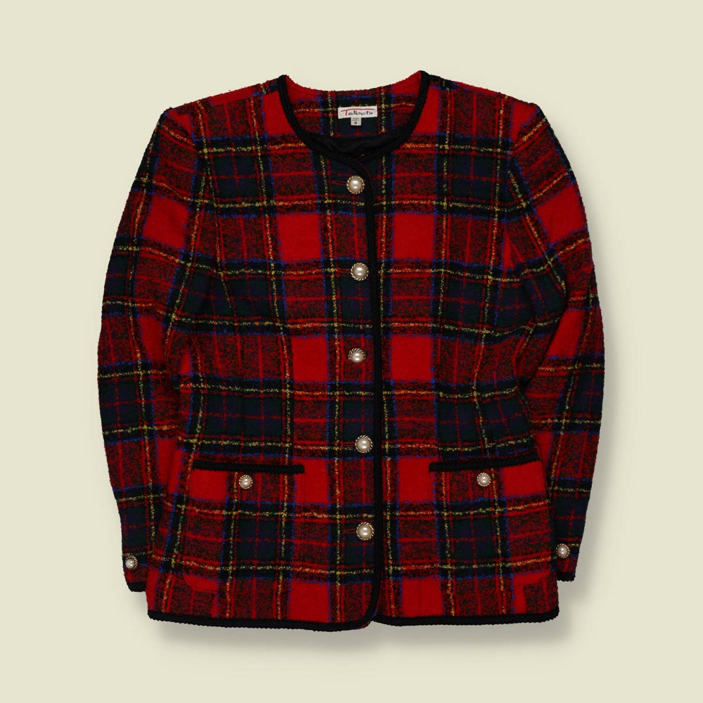 1980s | Talbots | Made In USA | Tartan Blazer | Red & Black - 12