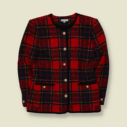 1980s | Talbots | Made In USA | Tartan Blazer | Red & Black - 12