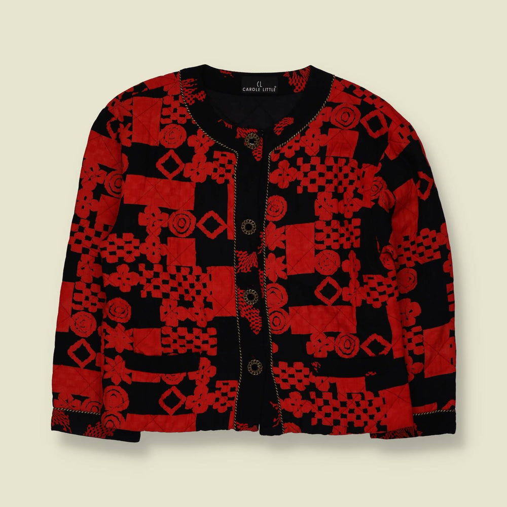 1980s | Carole Little | Quilted Blazer | Red & Black - 12