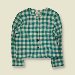 1980s | Kenneth Mitchell | Wool Mix Blazer | Green, Blue & Cream - 14