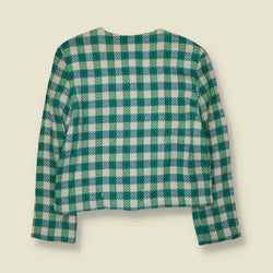 1980s | Kenneth Mitchell | Wool Mix Blazer | Green, Blue & Cream - 14