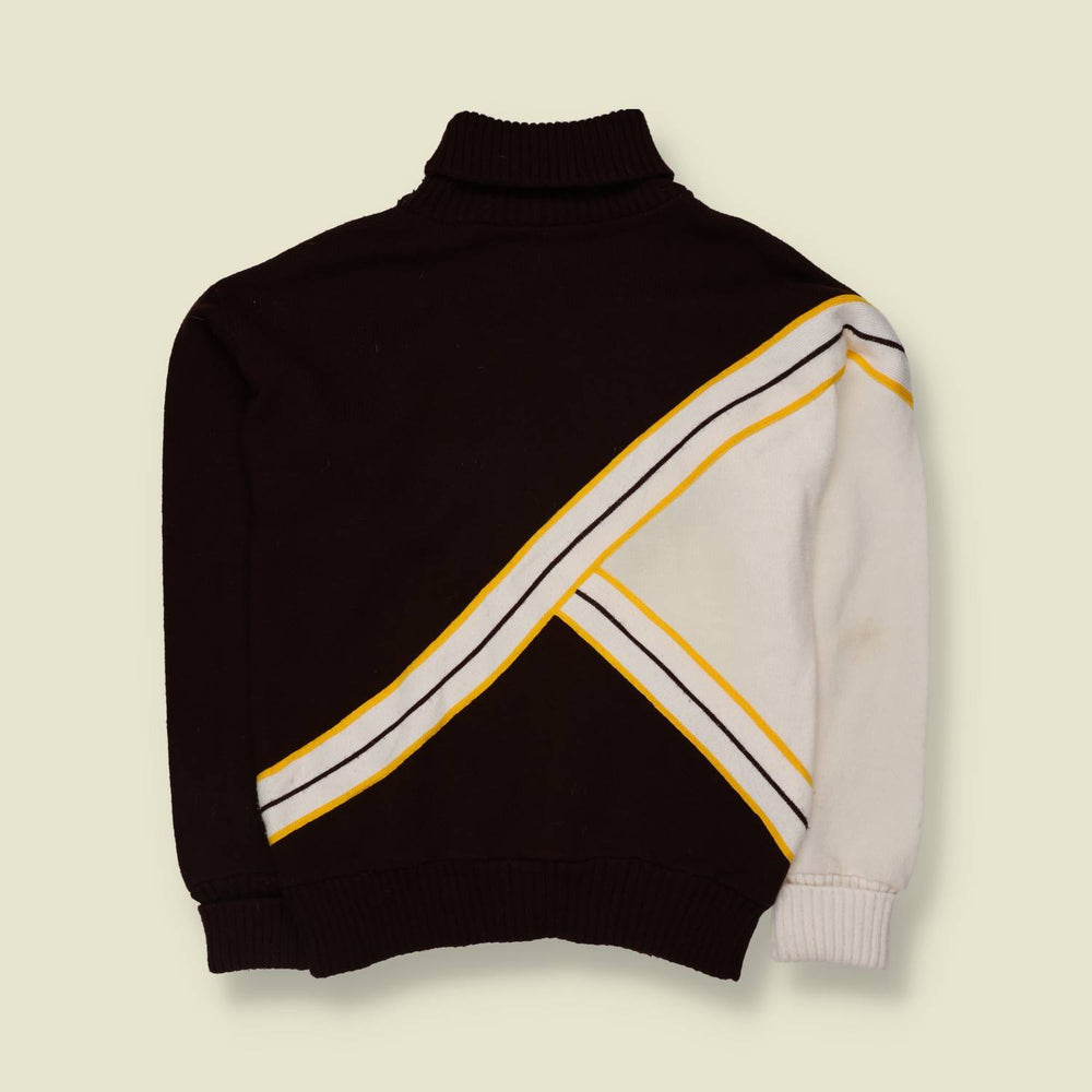 1970s | Cheerleader | Cheerleading Knit Top | Brown & White - 10