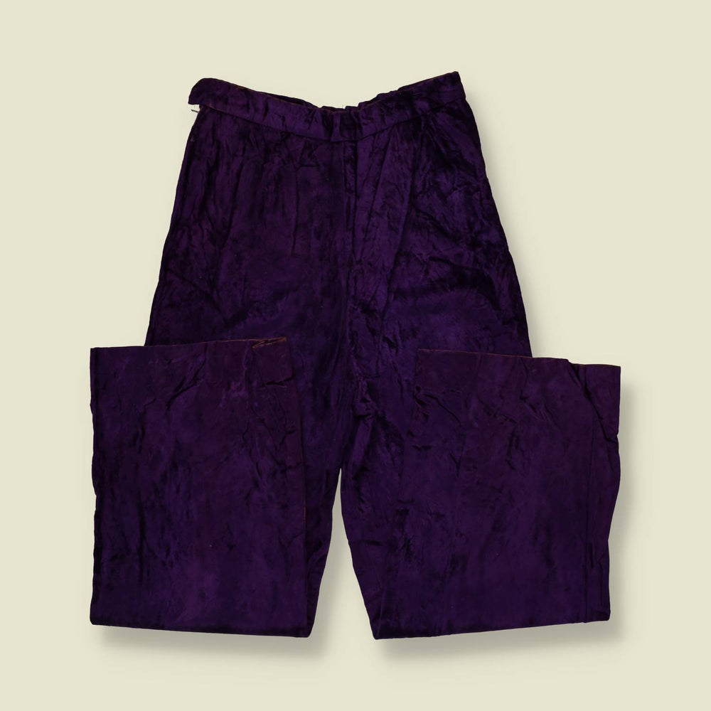 1970s | Crushed Velvet Trousers | Purple - w26