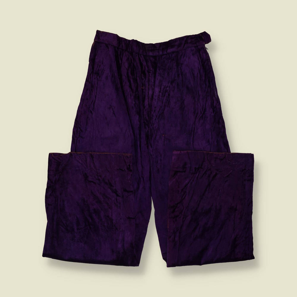 1970s | Crushed Velvet Trousers | Purple - w26