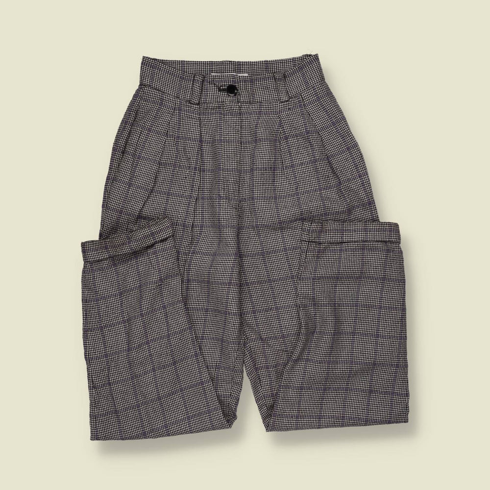 1980s | The Limited | Pleated Trousers | Grey Check - w24