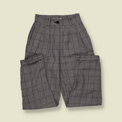 1980s | The Limited | Pleated Trousers | Grey Check - w24