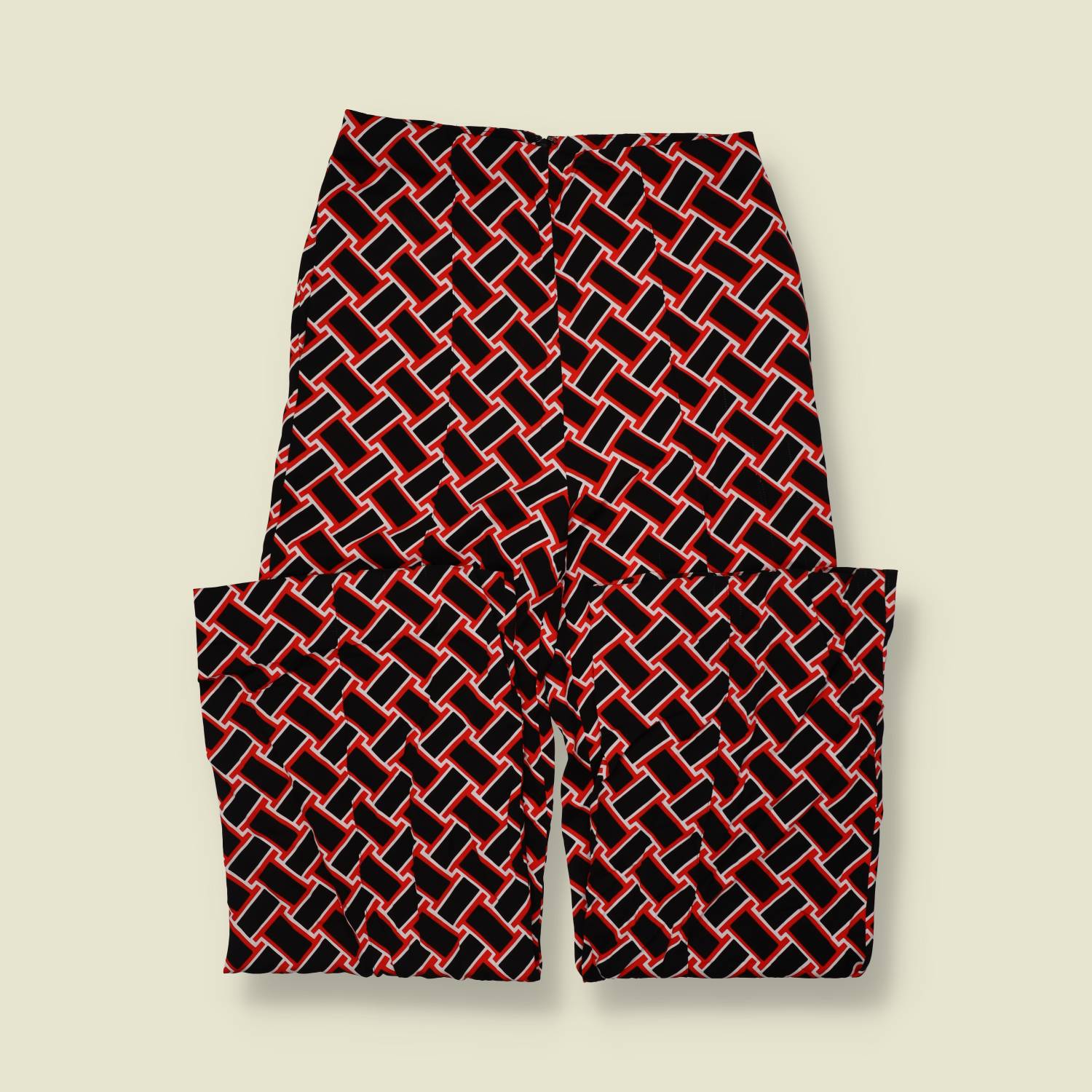 1980s | Lightweight Trousers | Red, Black & White - w30