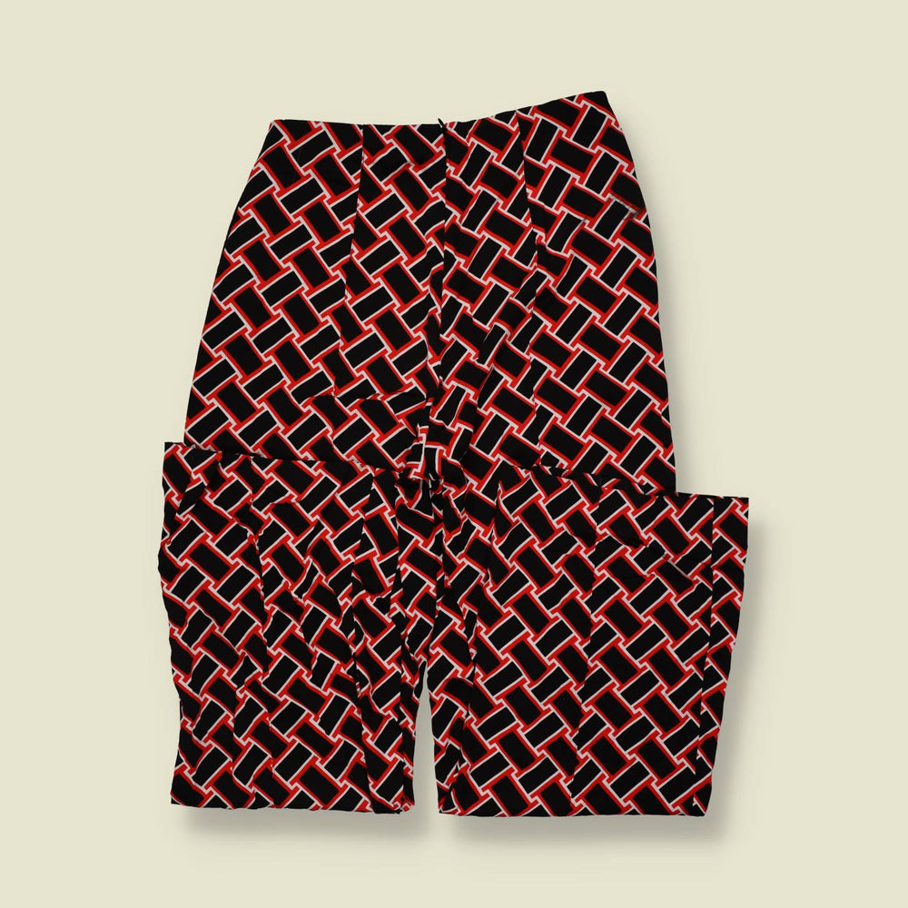 1980s | Lightweight Trousers | Red, Black & White - w30