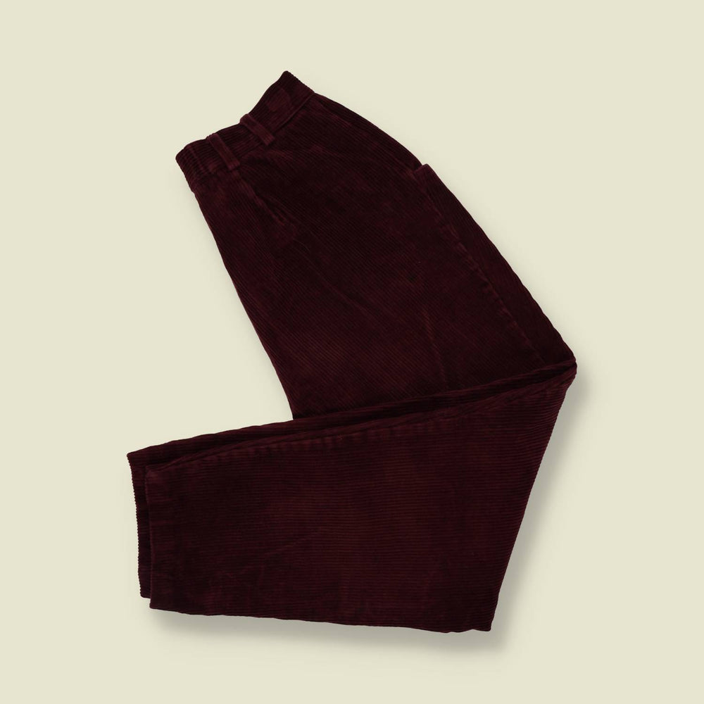 1980s | Hook Sport | Cord Trousers | Dark Red - w26