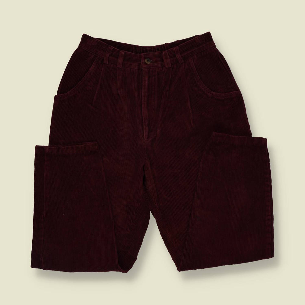 1980s | Hook Sport | Cord Trousers | Dark Red - w26