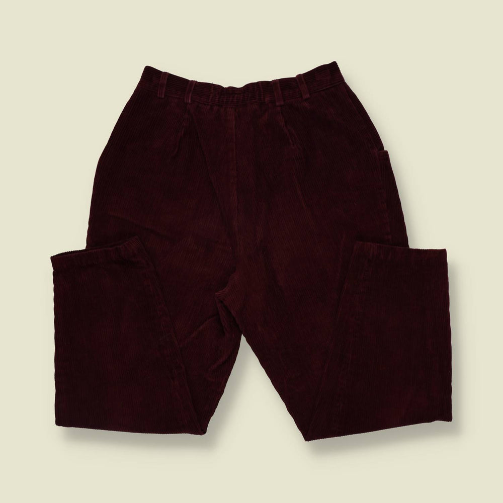 1980s | Hook Sport | Cord Trousers | Dark Red - w26