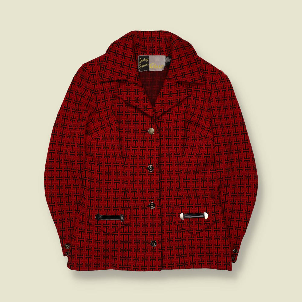 1970s | Jersey Supreme | New Wool Blazer | Red & Black - 6