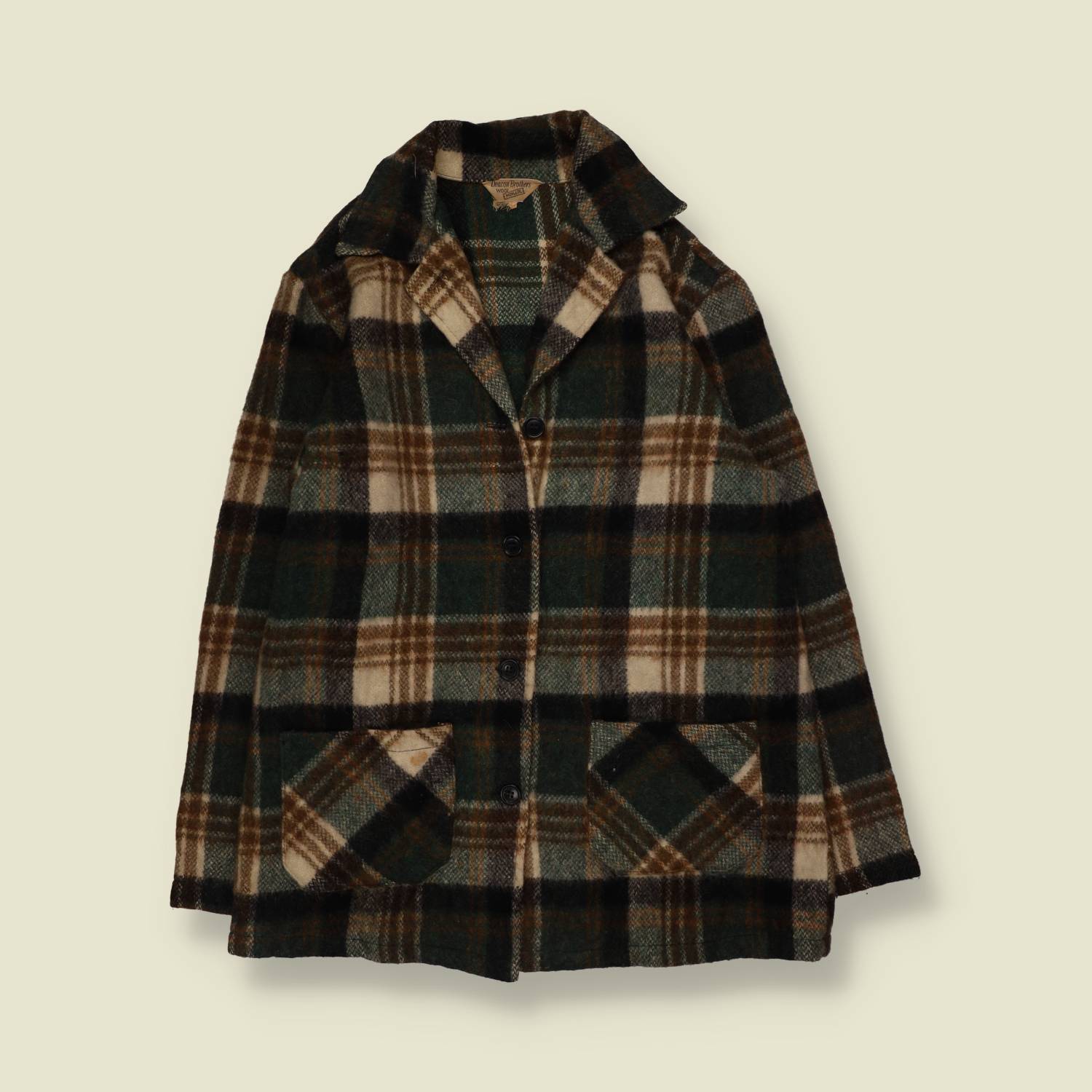 1960s | Deacon Brothers | Wool Mohair Lumberjack Jacket | Green, Brown & Cream - 12