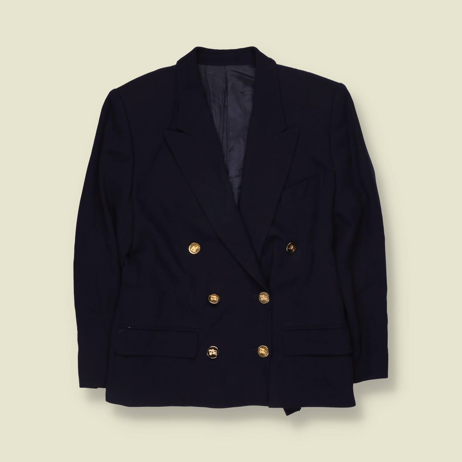 1990s | Burberry’s | Wool Blend Blazer | Dark Blue - 10