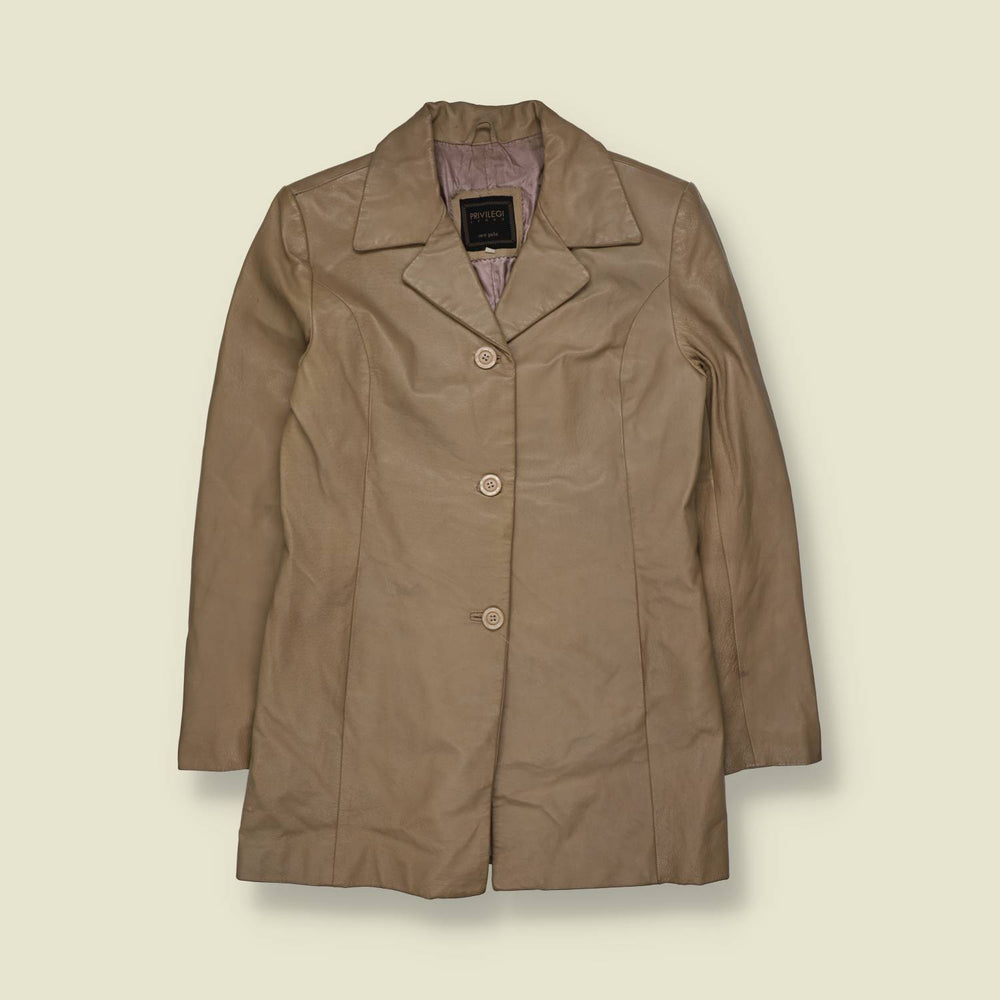 1990s | Privilegi | Leather Coat | Beige - 10
