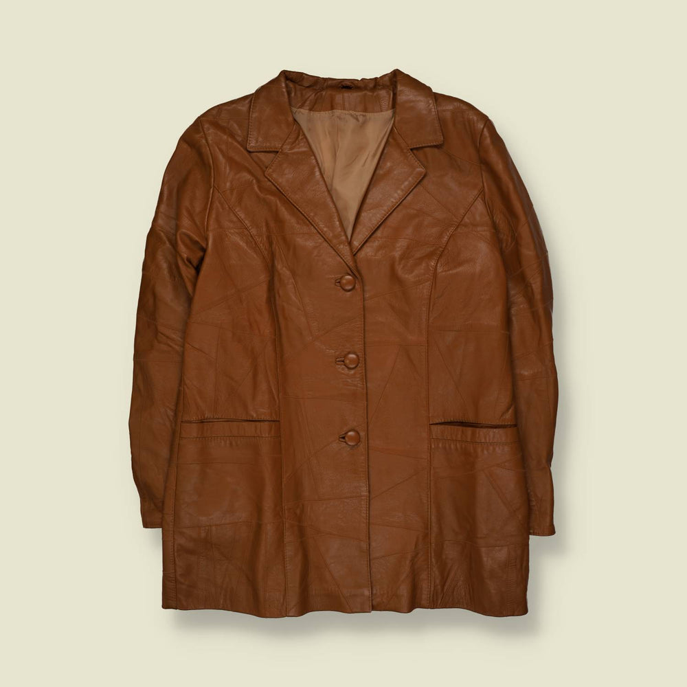 1990s | Leather Coat | Brown - 14