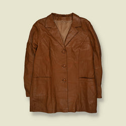 1990s | Leather Coat | Brown - 14