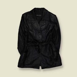 1990s | KCero | Belted Leather Coat | Black - 12