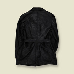 1990s | KCero | Belted Leather Coat | Black - 12