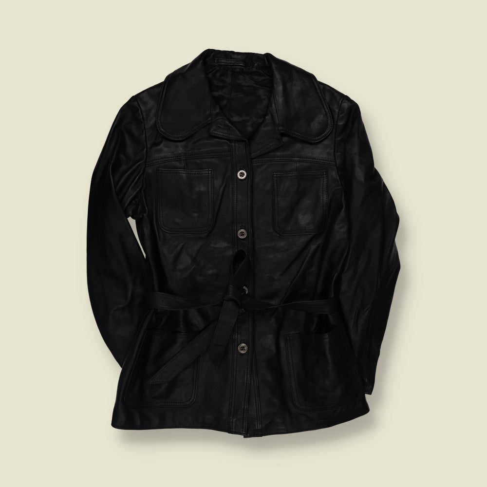Late 1960s–Early 1970s | Belted Leather Jacket | Black - 10