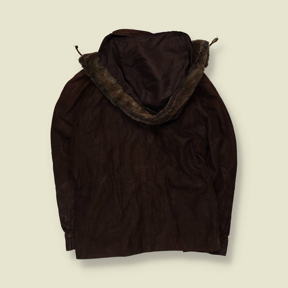 1980s | Elande | Fireman Clasp Leather Coat | Brown - 12