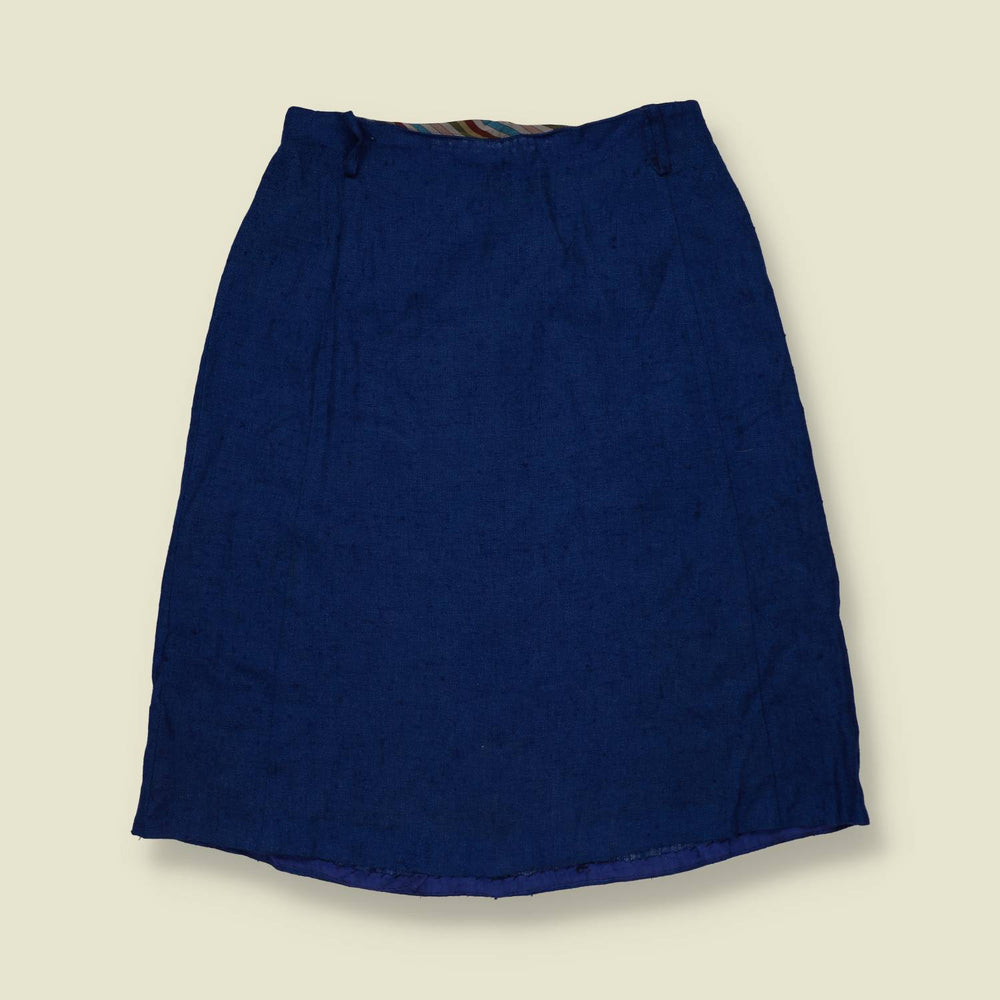 1970s | Linen Skirt | Blue - w28