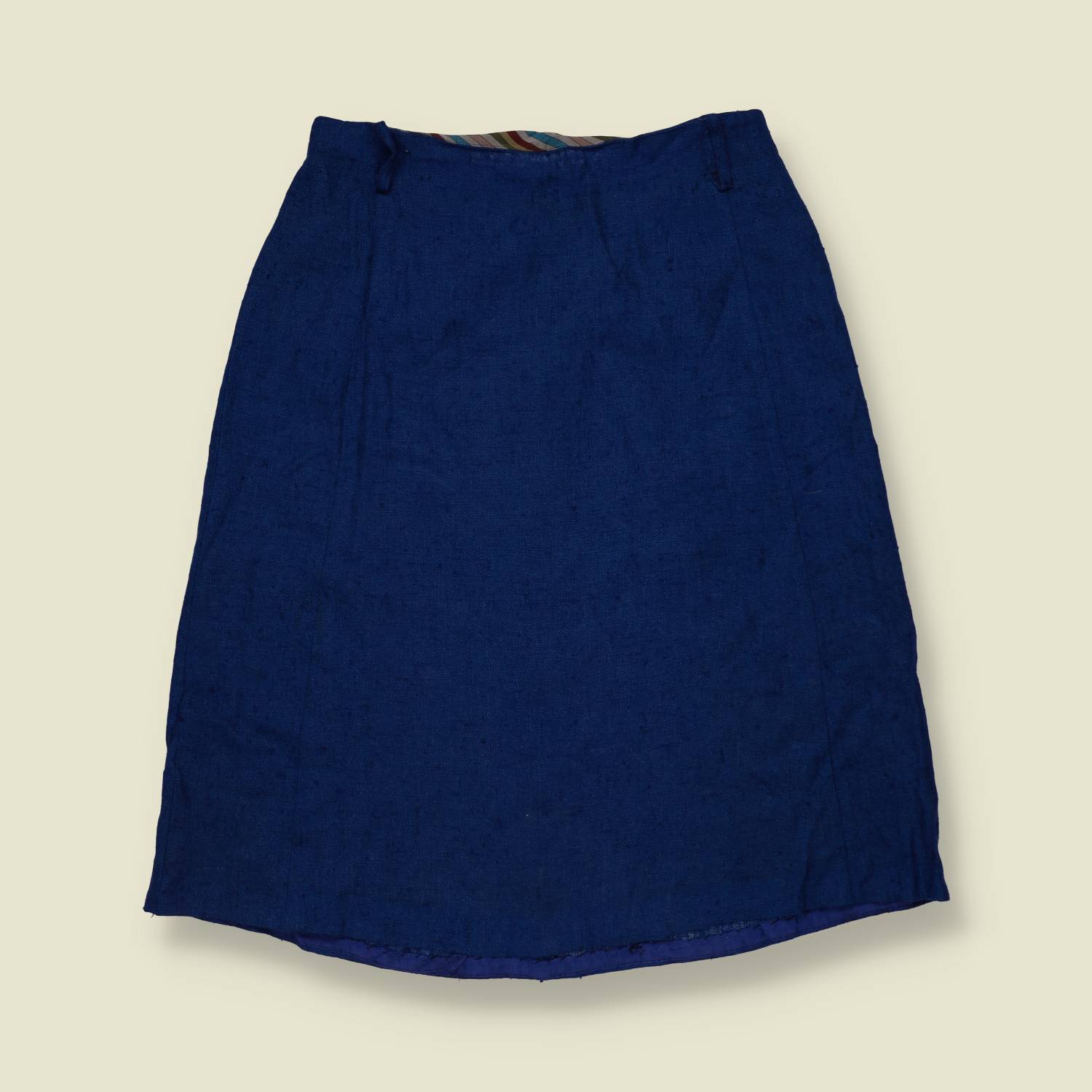 1970s | Linen Skirt | Blue - w28