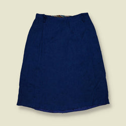 1970s | Linen Skirt | Blue - w28