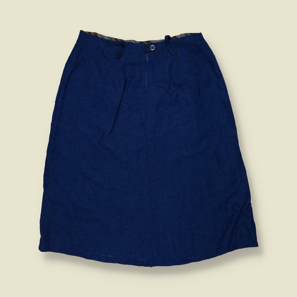 1970s | Linen Skirt | Blue - w28