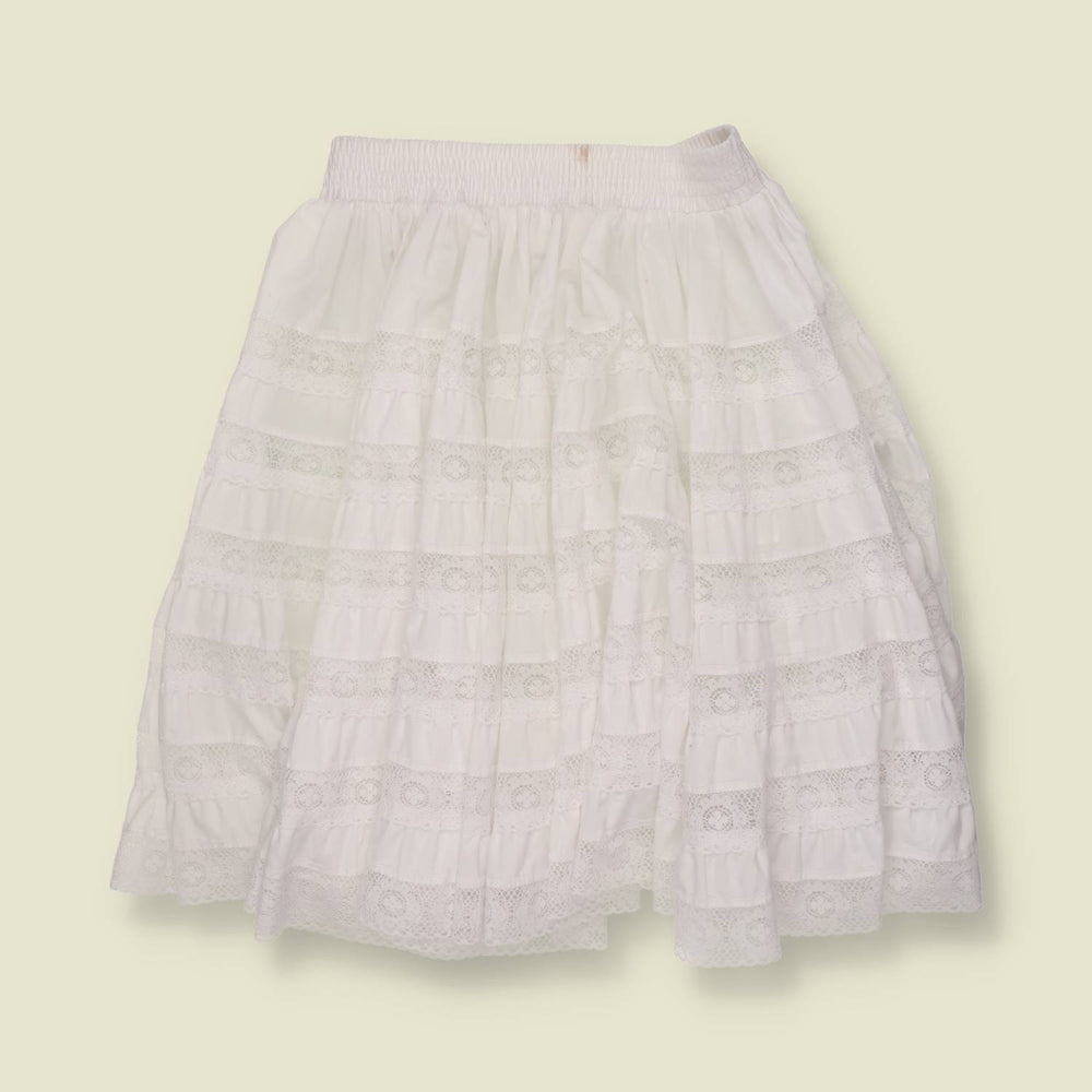 1970s | Made In USA | Half Circle Skirt | White - w30