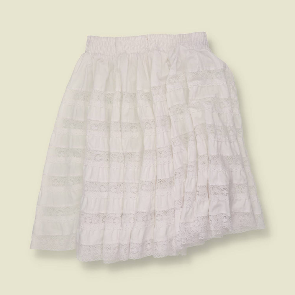 1970s | Made In USA | Half Circle Skirt | White - w30