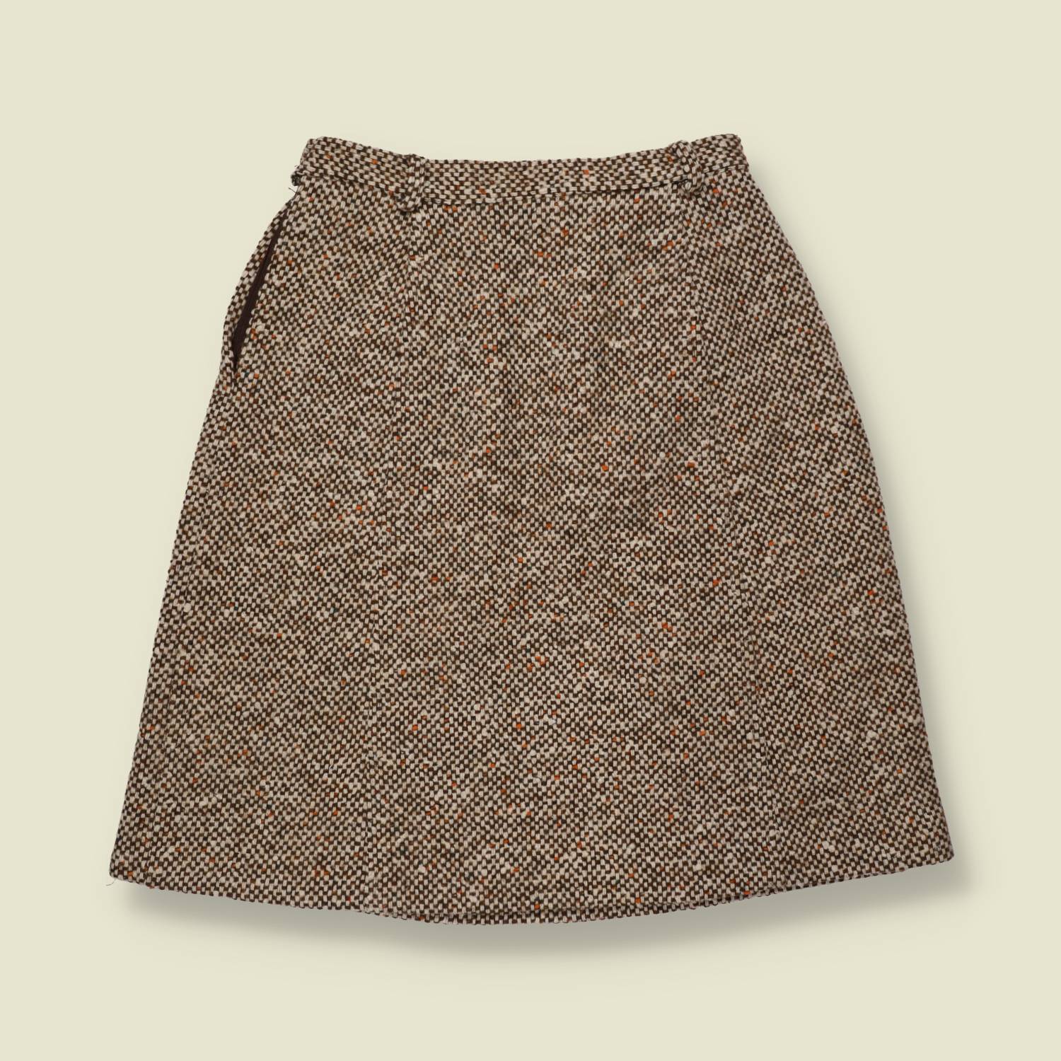 1970s | Tweed Skirt | Brown - w28