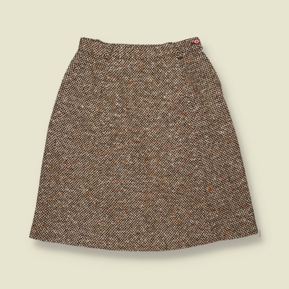 1970s | Tweed Skirt | Brown - w28