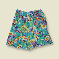 1980s | Marilyn | Floral Culottes | Blue & Green - w32